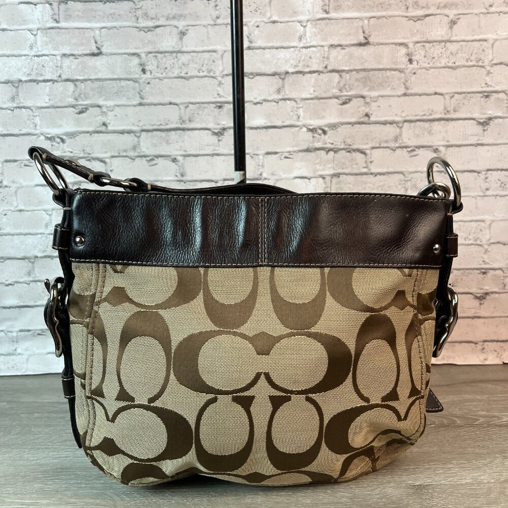 vintage Coach Signature Zoe Hobo Bag in khaki/tan - Picture 3 of 9